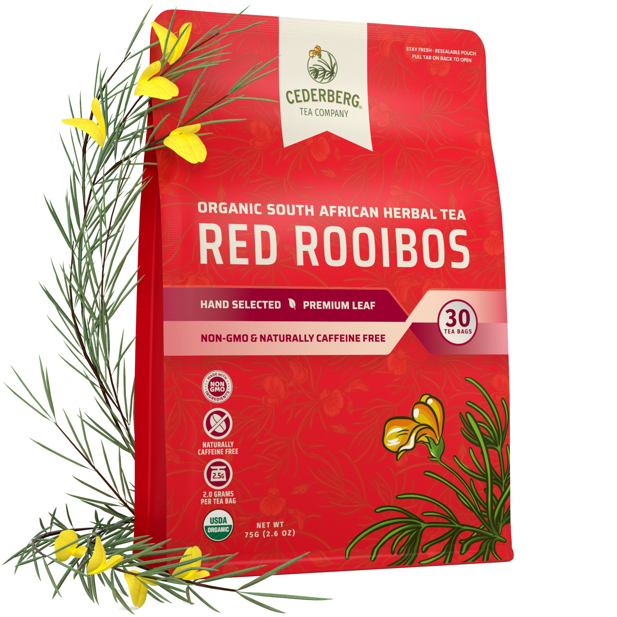 Red Rooibos Tea - Our Original, Award Winning Tea Imported from Cederberg, SA, Certified Organic and 100% Caffeine-Free - Cederberg Tea